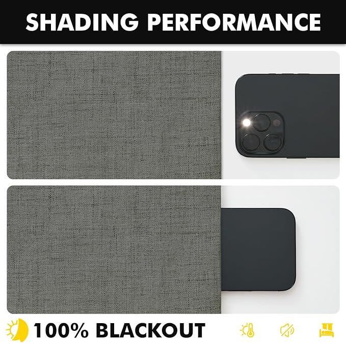 MIULEE 100% Blackout Linen Curtains 42 x 96 Inch Dark Grey 2 Panels | Thermal - Image 7
