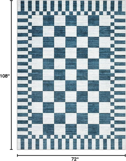 GarveeHome Blue Checkered Rug 6x9 Area Rugs - Image 2