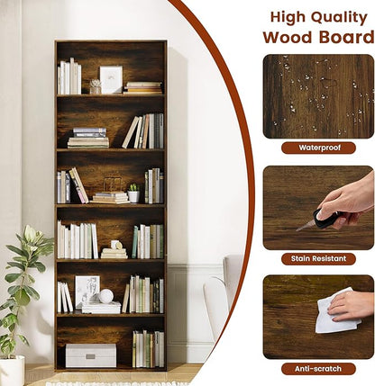 GRUSIGN 71" Tall 6-Tier Bookshelf, Large Open Display Bookcase - Image 4