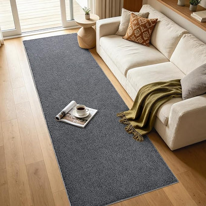 2x8 Dark Grey Solid Runner Rug Washable Non-Slip - Image 7