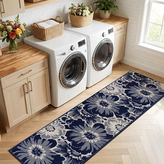 Findosom Hallway Runner Rug 2x6, Non Slip High-Low Textured Floral Washable - Image 8