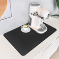PoYang 17"x12" Coffee Mat Small, Coffee Bar Accessories for Countertop, Absorbent Dish Drying Mat, Anti-Slip and Hide Stain Pad for Espresso Machine, Espresso Maker and Kitchen Counter, Black