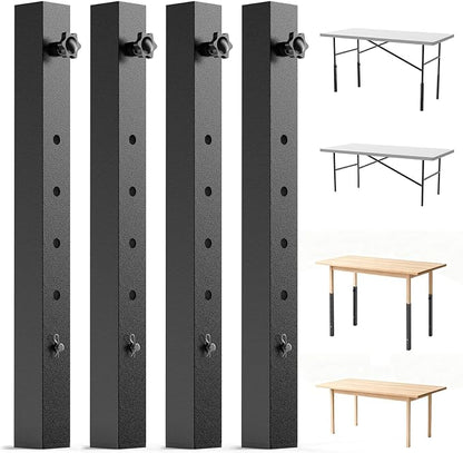 4-Pack Adjustable Folding Table Legs Extension, Heavy-Duty Steel Square by YUEYIN