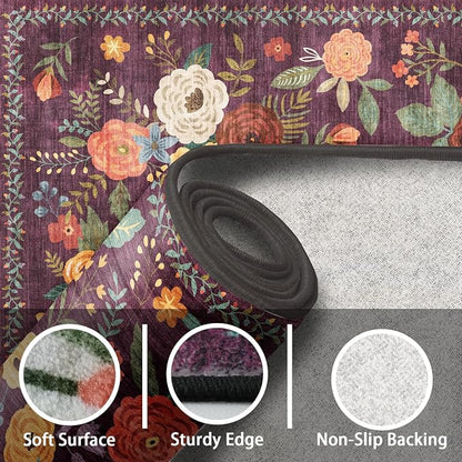 Purple Area Rug 9x12 for LivingRoom Bedroom | Low Pile; Non Slip;Machine - Image 2