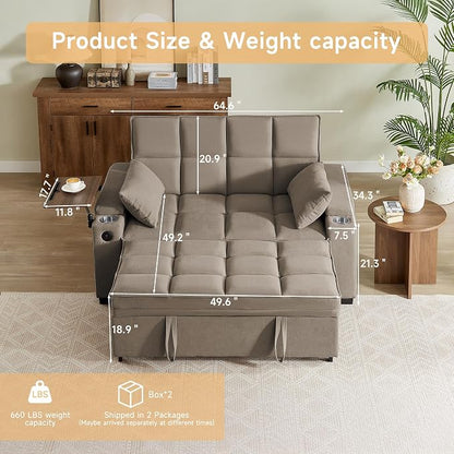 Auvsoce 65'' Chaise Lounge Chair Indoor, 3-in-1 Convertible Sofa Bed - Image 2