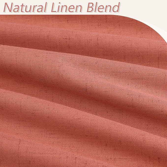 Coral 100% Blackout Linen Curtains 120 Inch Length 2 Panels Set - Image 3