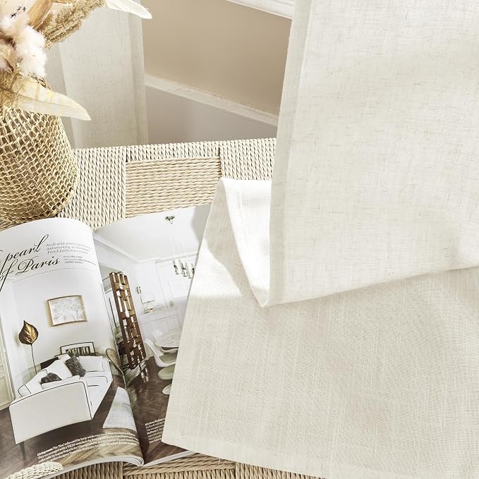 Joydeco Linen Curtains 2 Panel Set, Light Filtering, Ivory on Linen Curtains 90 - Image 7