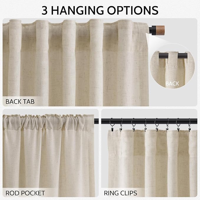 Boho Linen Curtains 132 Inch Length - Image 2