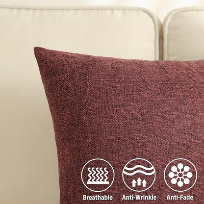 Stellhome Burlap Large Throw Pillow Covers Textured Farmhouse Linen Pillowcase - Image 2