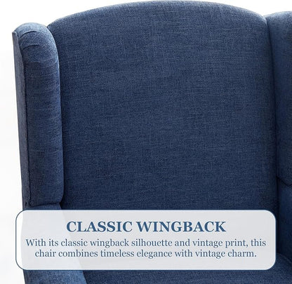 HUIMO Printed Wingback Accent Chair, Linen Upholstered High Back Armchair - Image 5