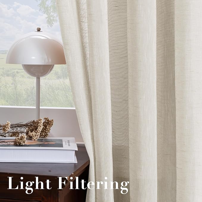 H.VERSAILTEX Linen Curtains Nickel Grommet Natural Linen Semi-Sheer Curtains 2 - Image 5