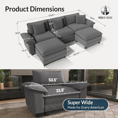 HERA'S HOUSE 124" Modular Sectional Sofa, Oversized U Shaped Couches - Image 2