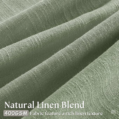 Pinch Pleated Sage Green Thick Linen Curtains 96 Inch Length 2 Panels Set | - Image 3