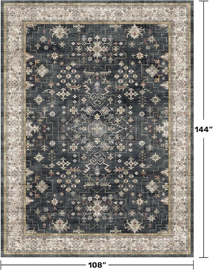 Black Boho Rug for Living Room 9x12 - Image 2