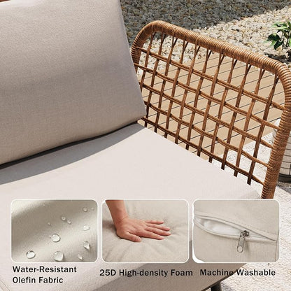6-Piece Patio Conversation Set, Outdoor Sectional Sofa Modular Wicker Furniture - Image 6