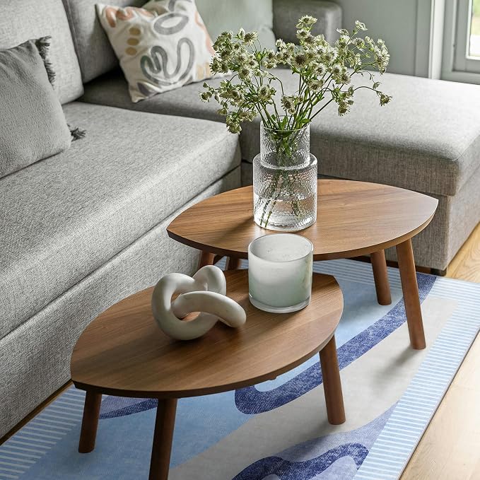 Ompaa Living Room Rug 5x8 Blue Area Rug Machine Washable Rug Non Slip Indoor - Image 3