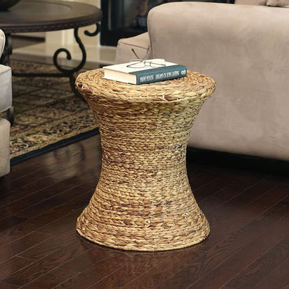 Household Essentials Handwoven Water Hyacinth Wicker Stool - Image 8
