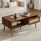 ZttRiee Coffee Table with Storage, Boho Dining Table with Rattan Drawer and by ZttRiee