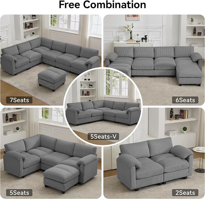 114'' U-Shaped Sectional Couch - Image 7
