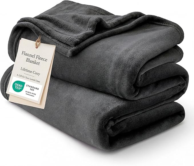 Bedsure Charcoal Fleece Blanket 50x70 Blanket by Unknown