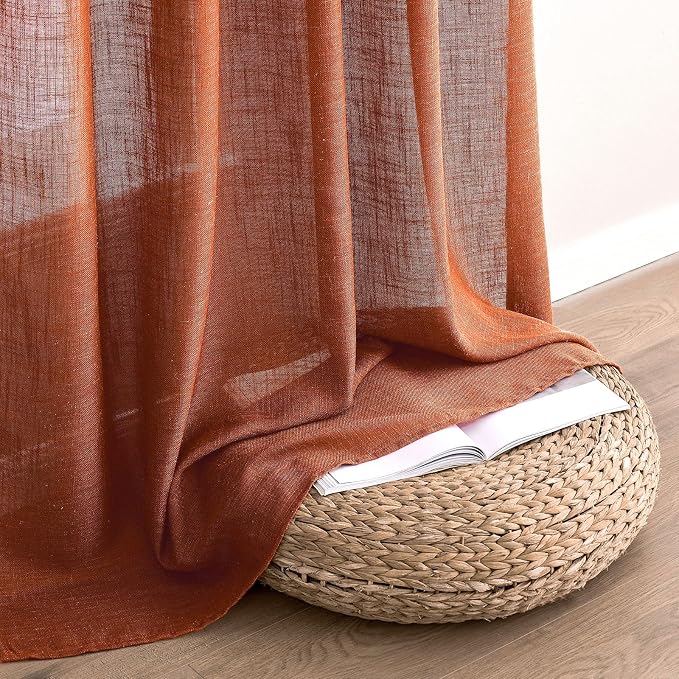 MIULEE Rust Fall Linen Curtains 52x96 Inch 2 Panels - Image 6