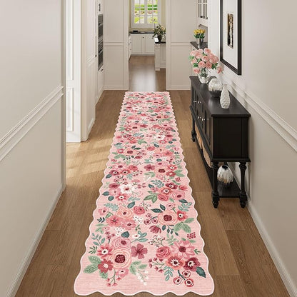 DUKINO 2.6x12 Washable Runner Rug, Floral Non Slip Long Kitchen Rug, Stain - Image 3