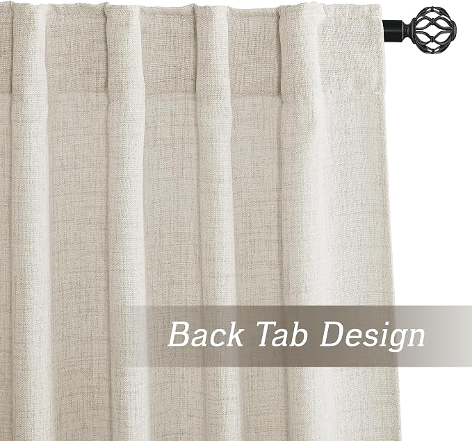 RYB HOME Farmhouse Boho Linen Sheer Curtains 90 inches Long - Image 5