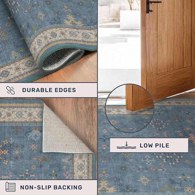 Washable Blue Rugs for Entryway Indoor - Image 5
