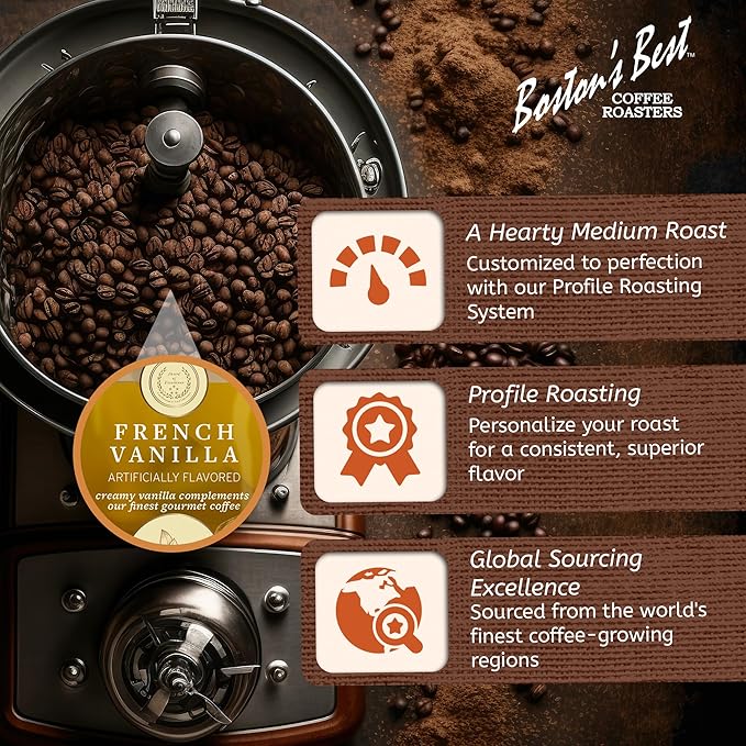 Boston’s Best Coffee - French Vanilla Delicious Gourmet Premium Ground Coffee, 11 oz. / 311 g Coffee Bag