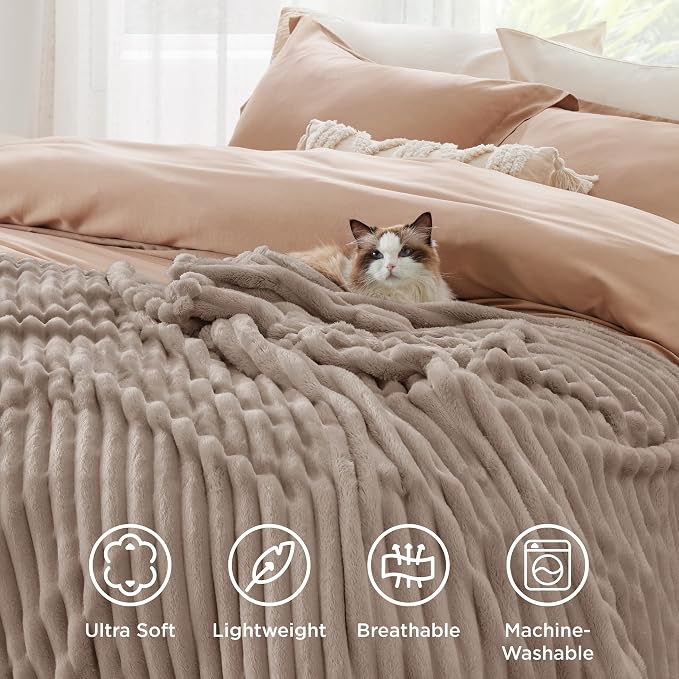 Bedsure Soft Twin XL Blanket for Bed Dorm Light Brown 66"x90" | Birthday Gifts - Image 5