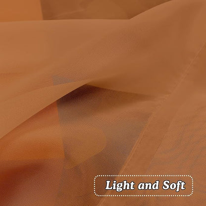 Orange Sheer Curtains 36 inches Long, Short Kitchen Window Treatment Solid - Image 5