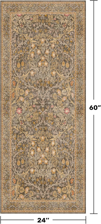 Non Slip 2x5 Gold Brown Bathroom Runner Rug - Image 2