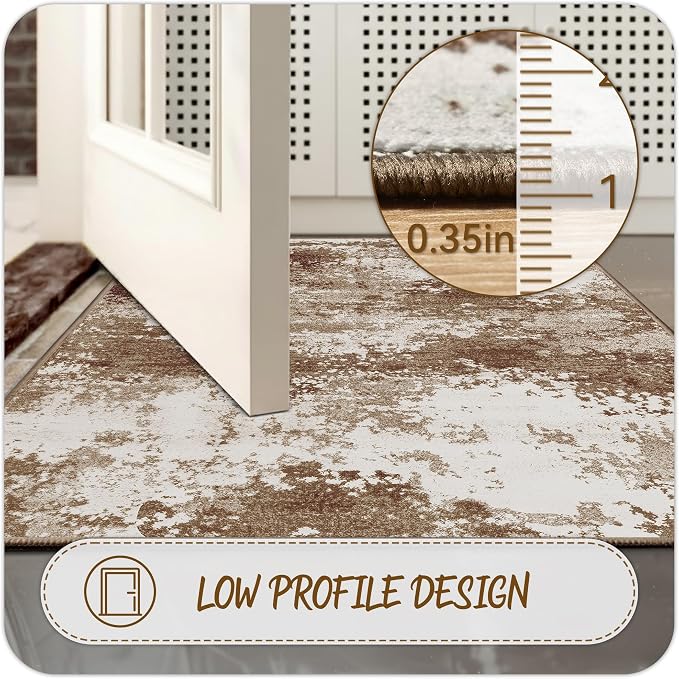 Brown Rug Runners for Hallways Kitchen 2.6x8 Non Slip Washable Entryway Runner - Image 4