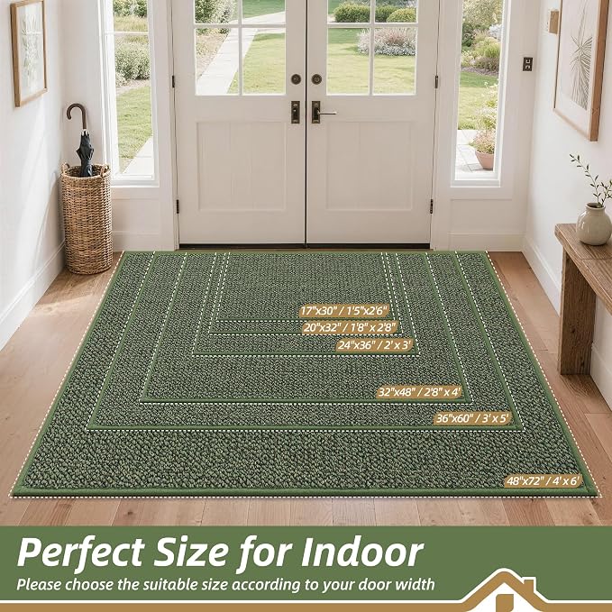 BEQHAUSE Dirt Trapper Door Mat 20" x 32", Non-Slip Washable Doormats, Low - Image 2