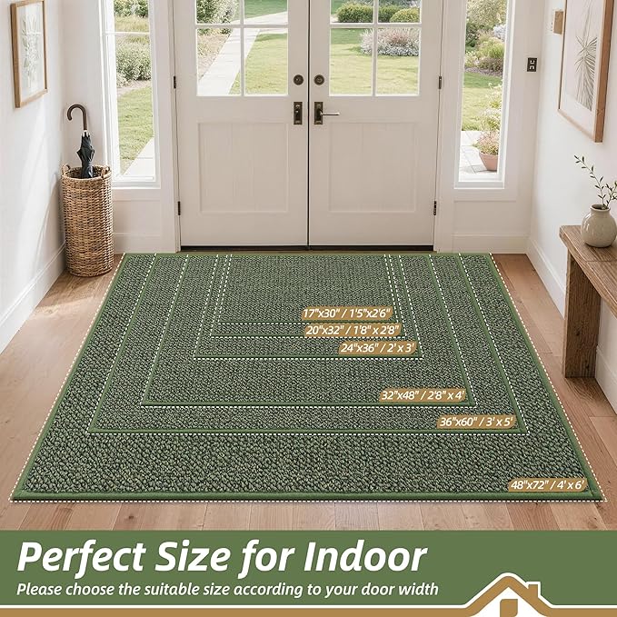 BEQHAUSE Dirt Trapper Door Mat 32" x 48", Non-Slip Washable Doormats, Low - Image 2