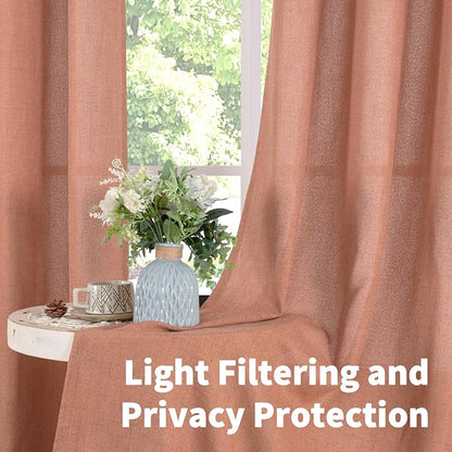 YoungsTex Terracotta Linen Curtains 72 Inch Length - Image 3