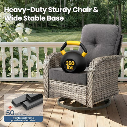 Weaxty 7 Pieces Patio Furniture Set, Wicker Outdoor Swivel Rocking Chairs - Image 6