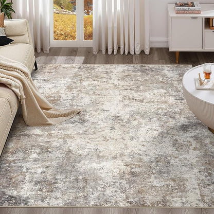 UERMEI Square Area Rugs : Washable 8x8 Neutral Modern Abstract Carpet by UERMEI