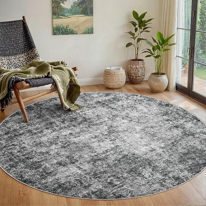 Aelenmu Round Rug 5ft Washable Rug by Aelenmu