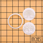 BAKERLOGY New Beginnings - Mini 2" Cookie Cutter & Stamp Set - Rainbow & Lush Tree Design for Easter & Spring Cookies, Cupcakes & Fondant Decorations