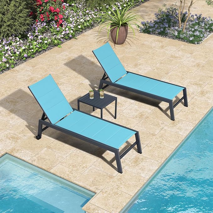 PURPLE LEAF Outdoor Chaise Lounge Set of 4 Aluminum Patio Lounge Chair - Image 4