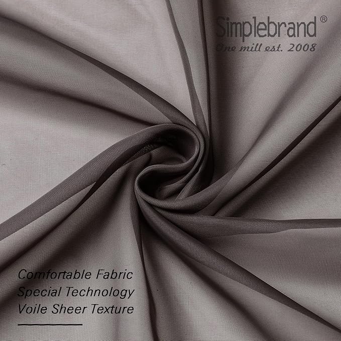 Simplebrand Chocolate Sheer Curtains 84 Inches Long, Light Filtering Rod Pocket - Image 6