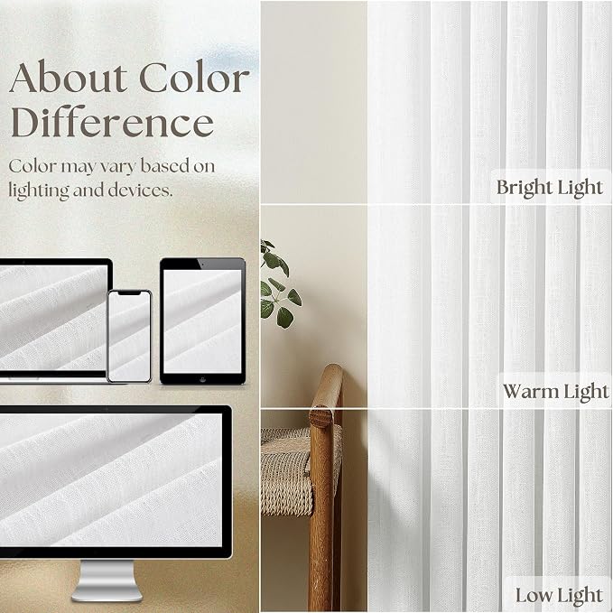 Thick Linen White Curtains 90 Inches Long - Image 4