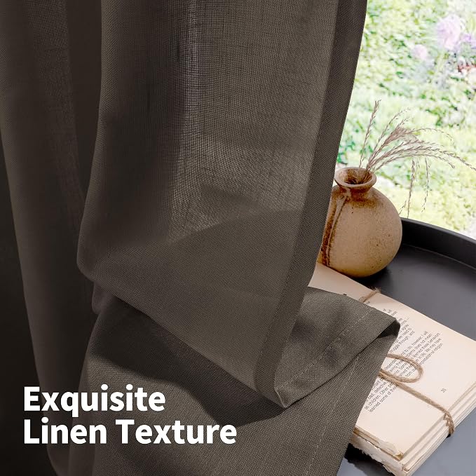 YoungsTex Chocolate Brown Linen Curtains - Image 8