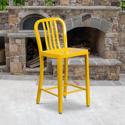 Flash Furniture Commercial Grade 24" High Yellow Metal Indoor-Outdoor Counter - Image 4