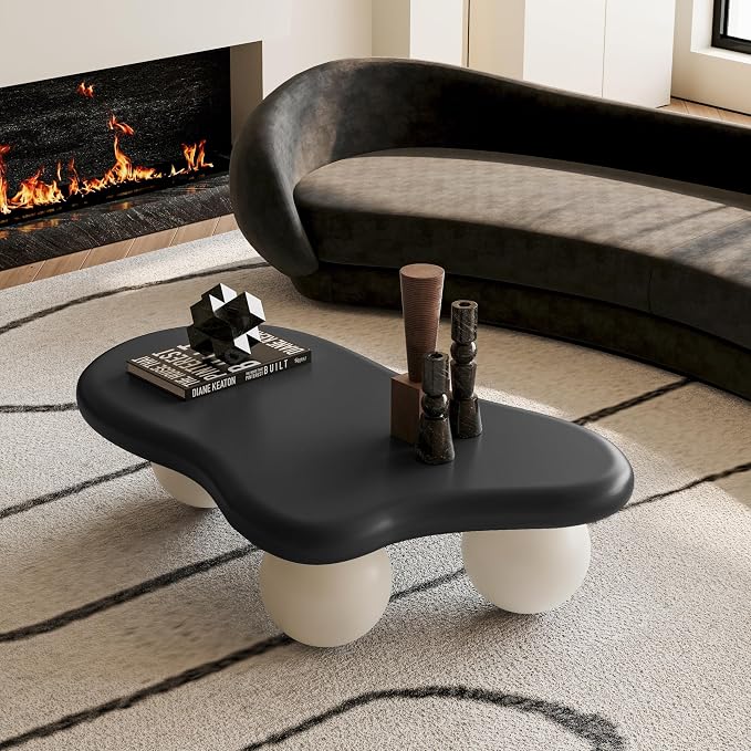 40” Cloud Coffee Table with 3 Ball Legs, Modern Irregular Center Table - Image 6