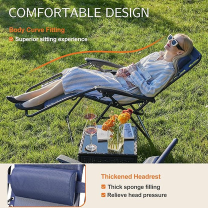 Sweetcrispy Zero Gravity Chairs Set of 2, Outdoor Folding Reclining Lounge Chair - Image 3
