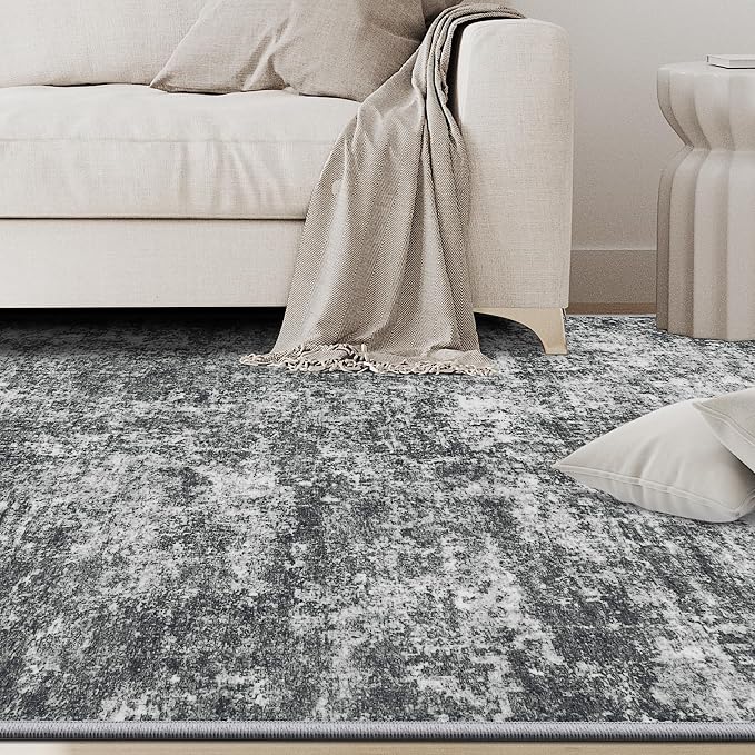5x8 Area Rugs for Living Room Washable Bedroom Dining Room Black Grey | Modern - Image 9