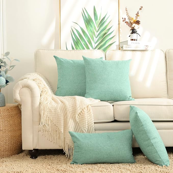 Stellhome Burlap Throw Pillow Covers Solid Farmhouse Linen Pillowcase - Image 4