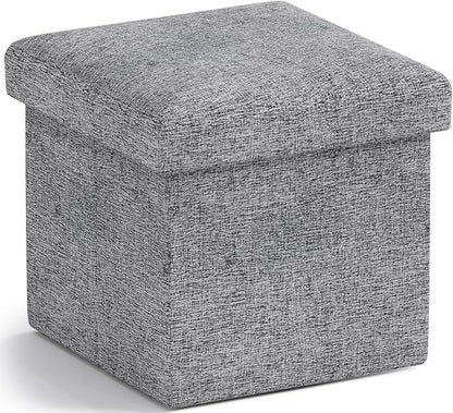 Ornavo Home Small Storage Ottoman Foldable Collapsible Cube Square Linen by OrnavoHome
